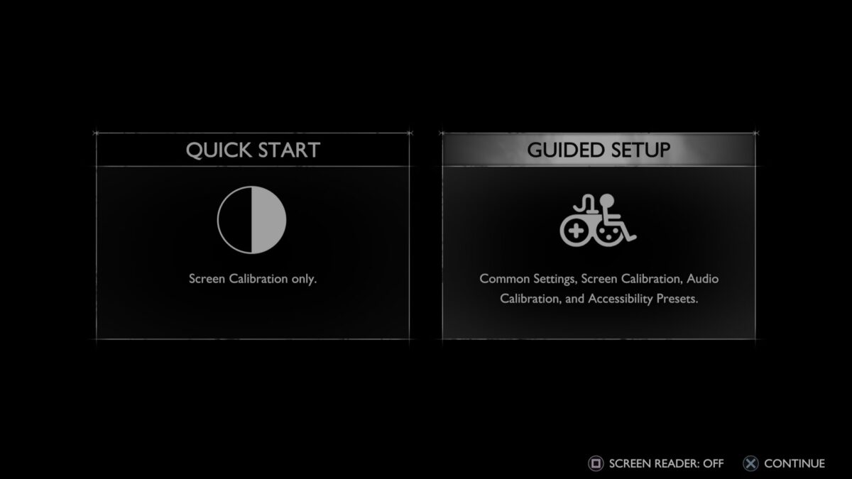 Screen with Quick Start and Guided setup options